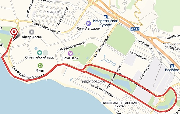 Беговой и велосипедный маршрут "Имеретинский-1"