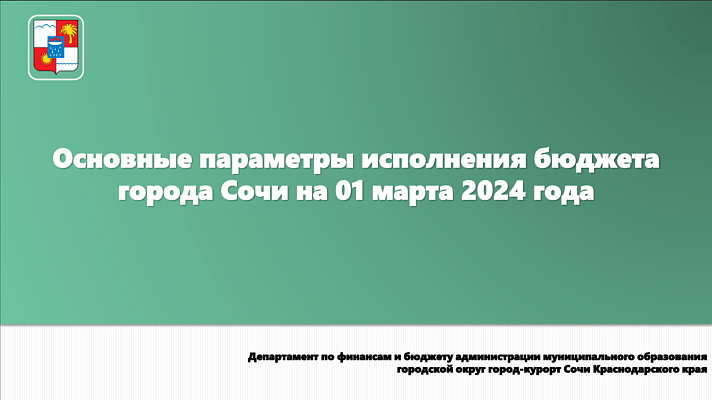 Основные параметры исполнения бюджета города Сочи на 01.03.2024 года